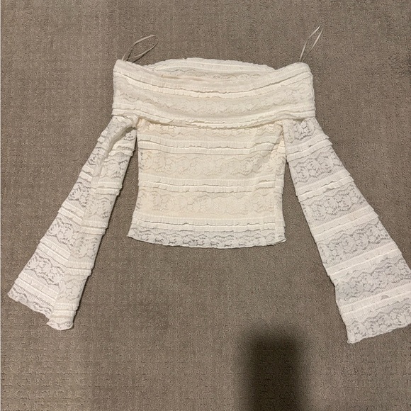 Willow Tops - Willow Cream Off-Shoulder Lace Blouse